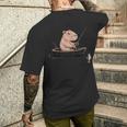 漁師 アングラーカピバラ フィッシング メンズTシャツ バックプリント 彼への贈り物