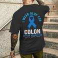 結腸直腸癌 I Wear Blue For Colon Cancer Awareness メンズTシャツ バックプリント 彼への贈り物