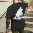 遠吠えするオオカミ 星空 オオカミモチーフ 男女兼用 メンズTシャツ バックプリント 彼への贈り物
