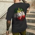 金色のライオンの頭が付いたイランの国旗。 メンズTシャツ バックプリント 彼への贈り物