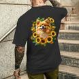 面白いtシャツ ポメラニアン ひまわり わんこ メンズ 犬好き グッズ かわいい おもしろ 面白い 服 ネタ 長袖tシャツ メンズTシャツ バックプリント 彼への贈り物