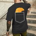 面白いクロワッサンインザポケット 食通 フレンチクロワッサンポケット メンズTシャツ バックプリント 彼への贈り物