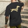 面白いダックスフント犬のデザイン ペット愛好家の足 メンズTシャツ バックプリント 彼への贈り物