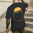 面白いハンバーガー ポケット入り ギフト チーズバーガー ポケット メンズTシャツ バックプリント 彼への贈り物
