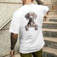 Weimaraner 面白い 覗き見ポケット 子犬 犬好き メンズTシャツ バックプリント 彼への贈り物