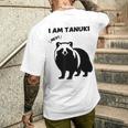 たぬきのシルエット I Am Tanuki おもしろ ユニーク 白黒 アニマル かわいい動物 狸 タヌキ 野生動物 メンズTシャツ バックプリント 彼への贈り物