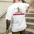 カリフォルニアシャツ、共和国旗カリフォルニアサーフィンベア メンズTシャツ バックプリント 彼への贈り物