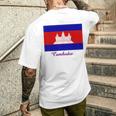 カンボジア カンボジア国旗 お土産 メンズTシャツ バックプリント 彼への贈り物