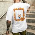 キツネ アニマル柄 モチーフ 紅葉 イラスト 自然 狐 メンズTシャツ バックプリント 彼への贈り物