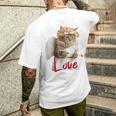 キューピッドコスチュームを着た面白い猫、聖バレンタインの猫の自撮り。 メンズTシャツ バックプリント 彼への贈り物