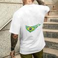 ビンテージ ブラジルの旗 面白い ブラジル 猫 サングラス メンズTシャツ バックプリント 彼への贈り物