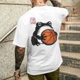 不機嫌そうなカエル 面白い バスケットボール アニメ 日本語 メンズTシャツ バックプリント 彼への贈り物