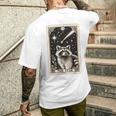 星のタロットカード アライグマ 占星術 神秘的なアライグマ メンズTシャツ バックプリント 彼への贈り物