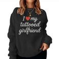 I Heart My Tattooed Girlfriend かわいいレッドハートデザイン レディーススウェットシャツ