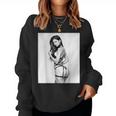 Hot Girl On 男性用 セクシー ブルネット ピンナップガール B&W レディーススウェットシャツ