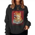 Powered By Cats And Ramen Japanese Cute Cat Lovers Women Sweatshirt