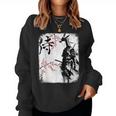 Samurai Giraffe Ninja Budo Japan Worrior Cherry Blosson レディーススウェットシャツ