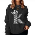 アルファベットtシャツ イニシャル文字 K & King Queen 王冠 レディーススウェットシャツ