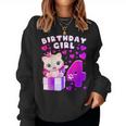 キッズ 4歳の誕生日、4歳の女の子、子猫、番号4 レディーススウェットシャツ