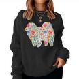 チャウチャウ 水彩 花 デザイン レディーススウェットシャツ