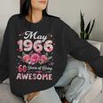 60歳 1966年5月 花柄 60歳 誕生日 男性 女性 レディーススウェットシャツ 彼女への贈り物