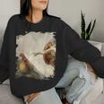 Creation Of Chicken Adam クラシック ミケランジェロ ニワトリ ファニー レディーススウェットシャツ 彼女への贈り物