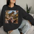 Turkey Selfie With T-Rex Dinosaur Thanksgiving Fall Women Sweatshirt Gifts for Her