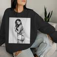 Hot Girl On 男性用 セクシー ブルネット ピンナップガール B&W レディーススウェットシャツ 彼女への贈り物