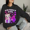 キッズ 4歳の誕生日、4歳の女の子、子猫、番号4 レディーススウェットシャツ 彼女への贈り物