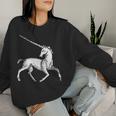 ユニコーン 神話上の生き物 おとぎ話 ファンタジー ヴィンテージ 古い Unicorn Fairy Tale Horse 長袖tシャツ レディーススウェットシャツ 彼女への贈り物