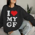 ユーズド加工 I Heart My Girlfriend アパレル I Love My Gf レディーススウェットシャツ 彼女への贈り物