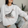 Giraffe キリン イラスト おしゃれ かっこいい キリンの絵 リアル 熱帯の花 野生生物 キリン好き レディーススウェットシャツ 彼女への贈り物