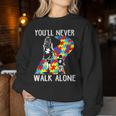 Autism Mom You Will Never Walk-Alone Support Autism Son Women Sweatshirt Unique Gifts