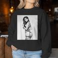 Hot Girl On 男性用 セクシー ブルネット ピンナップガール B&W レディーススウェットシャツ 面白い贈り物