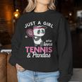 Just A Girl Who Love Tennis & Pandas パンダテニス愛好家 レディーススウェットシャツ 面白い贈り物