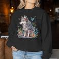 かわいいオオカミ 花 I キッズ オオカミ 長袖tシャツ レディーススウェットシャツ 面白い贈り物