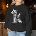 アルファベットtシャツ イニシャル文字 K & King Queen 王冠 レディーススウェットシャツ 面白い贈り物