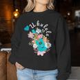 ウクレレギフト 70年代の花のウクレレ奏者 レディーススウェットシャツ 面白い贈り物