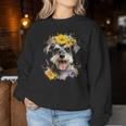 シュナウザー ママ 犬好き 母の日 レトロ 花 レディーススウェットシャツ 面白い贈り物