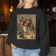 ピエール・オーギュスト ルノワールのバラとジャスミン デルフト花瓶 長袖tシャツ レディーススウェットシャツ 面白い贈り物