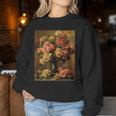 ピエール・オーギュスト・ルノワール作「花瓶の中のバラ」 ガーデンフラワー レディーススウェットシャツ 面白い贈り物