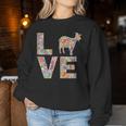 ヤギの動物愛の花 レディーススウェットシャツ 面白い贈り物