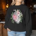 花の解剖学 人間の心とバラ、ボタニカルハート レディーススウェットシャツ 面白い贈り物