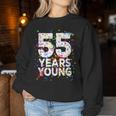 面白い 55 歳 若い55歳の誕生日おめでとうシャツ 男性用 女性用 レディーススウェットシャツ 面白い贈り物