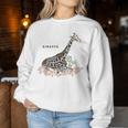 Giraffe キリン イラスト おしゃれ かっこいい キリンの絵 リアル 熱帯の花 野生生物 キリン好き レディーススウェットシャツ 面白い贈り物