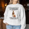 Never Underestimate A Woman Who Still Travels In Her 80'S Women Sweatshirt Funny Gifts