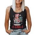F-Caw-F Chicken Humor Santa Rooster Christmas Lights Women Tank Top