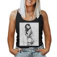 Hot Girl On 男性用 セクシー ブルネット ピンナップガール B&W レディースタンクトップ