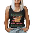 Merry Slothmas Ugly Christmas Sweater Cute Xmas Sloth Santa Women Tank Top