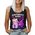 キッズ 4歳の誕生日、4歳の女の子、子猫、番号4 レディースタンクトップ